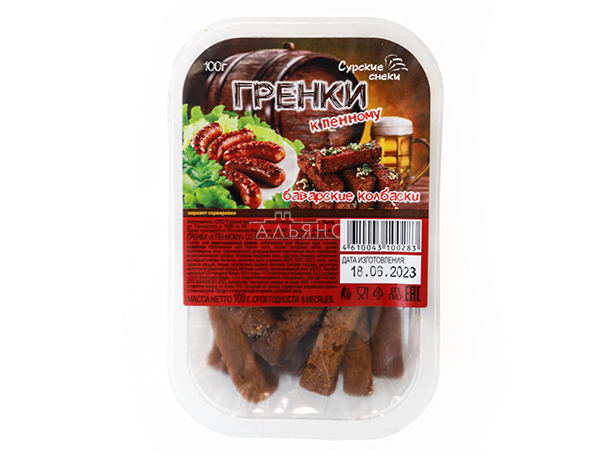 Сурские гренки Баварские колбаски (100 гр) в Новочебоксарске