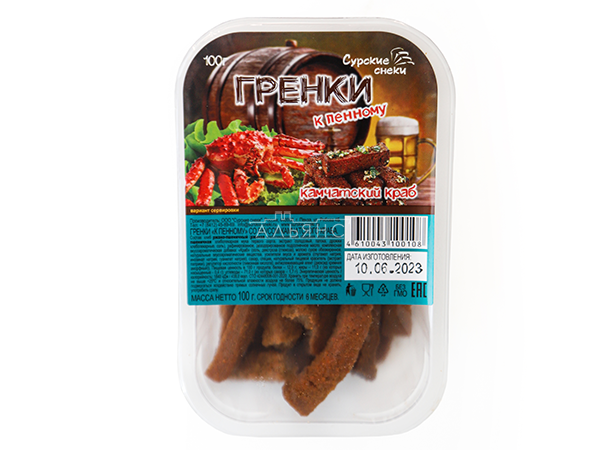 Сурские гренки Камчатский краб (100 гр) в Новочебоксарске